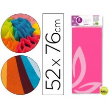 PAPEL SEDA LIDERPAPEL 52X76CM 18G/M2 BOLSA DE 5 HOJAS ROSA