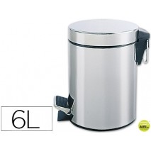 PAPELERA METALICA Q-CONNECT CON PEDAL CROMADA 32X21 CM CAPACIDAD 6 LITROS