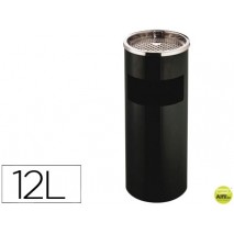 CENICERO PAPELERA METALICO Q-CONNECT NEGRO -61,5X25 CM CON RECOGECOLILLAS