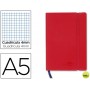 LIBRETA LIDERPAPEL SIMIL PIEL A5 120 HOJAS 70G/M2 CUADRO 4MM SIN MARGEN ROJO
