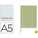 LIBRETA LIDERPAPEL SIMIL PIEL A5 120 HOJAS 70G/M2 CUADRO 4MM SIN MARGEN VERDE