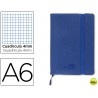 LIBRETA LIDERPAPEL SIMIL PIEL A6 120 HOJAS 70G/M2 CUADRO 4MM SIN MARGEN AZUL
