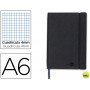 LIBRETA LIDERPAPEL SIMIL PIEL A6 120 HOJAS 70G/M2 CUADRO 4MM SIN MARGEN NEGRO