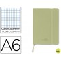 LIBRETA LIDERPAPEL SIMIL PIEL A6 120 HOJAS 70G/M2 CUADRO 4MM SIN MARGEN VERDE