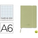 LIBRETA LIDERPAPEL SIMIL PIEL A6 120 HOJAS 70G/M2 CUADRO 4MM SIN MARGEN VERDE