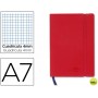 LIBRETA LIDERPAPEL SIMIL PIEL A7 120 HOJAS 70G/M2 CUADRO 4MM SIN MARGEN ROJO