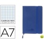 LIBRETA LIDERPAPEL SIMIL PIEL A7 120 HOJAS 70G/M2 CUADRO 4MM SIN MARGEN AZUL