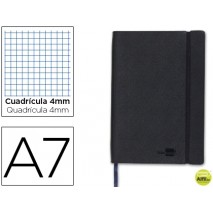 LIBRETA LIDERPAPEL SIMIL PIEL A7 120 HOJAS 70G/M2 CUADRO 4MMSIN MARGEN NEGRO