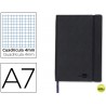 LIBRETA LIDERPAPEL SIMIL PIEL A7 120 HOJAS 70G/M2 CUADRO 4MMSIN MARGEN NEGRO