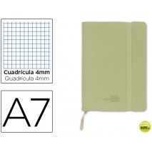 LIBRETA LIDERPAPEL SIMIL PIEL A7 120 HOJAS 70G/M2 CUADRO 4MM SIN MARGEN VERDE