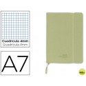 LIBRETA LIDERPAPEL SIMIL PIEL A7 120 HOJAS 70G/M2 CUADRO 4MM SIN MARGEN VERDE