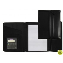 CARPETA PORTAFOLIOS NEGRA DIN A5 320X255 MM CON CALCULADORA BLOC DE NOTAS Y CREMALLERA