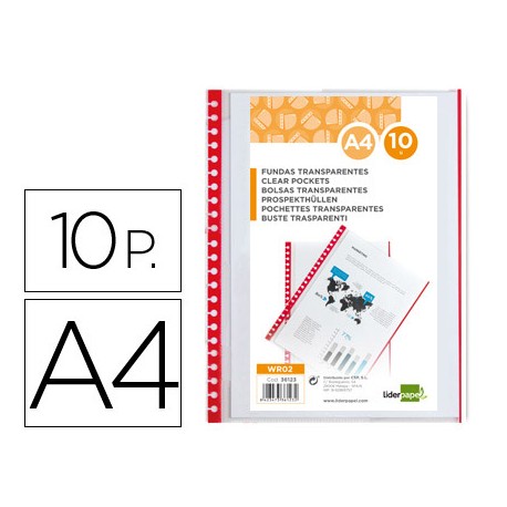 RECAMBIO FUNDA LIDERPAPEL INTERCAMBIABLES DIN A4 BOLSA DE 10 UNIDADES