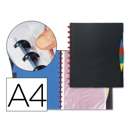 CARPETA LIDERPAPEL DIN A4 CON 20 FUNDAS Y 4 SEPARADORES FUNDAS INTERCAMBIABLES