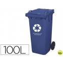 PAPELERA CONTENEDOR Q-CONNECT PLASTICO CON TAPADERA 100L COLOR AZUL 800X510X525 MM CON RUEDAS