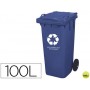 PAPELERA CONTENEDOR Q-CONNECT PLASTICO CON TAPADERA 100L COLOR AZUL 800X510X525 MM CON RUEDAS