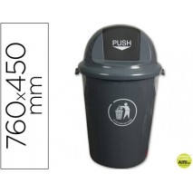PAPELERA CONTENEDOR Q-CONNECT PLASTICO CON TAPADERA 80L COLOR GRIS 450X760 MM