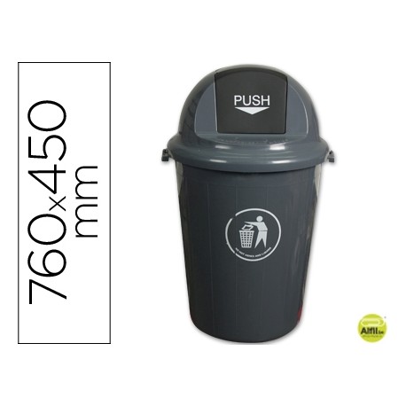 PAPELERA CONTENEDOR Q-CONNECT PLASTICO CON TAPADERA 80L COLOR GRIS 450X760 MM