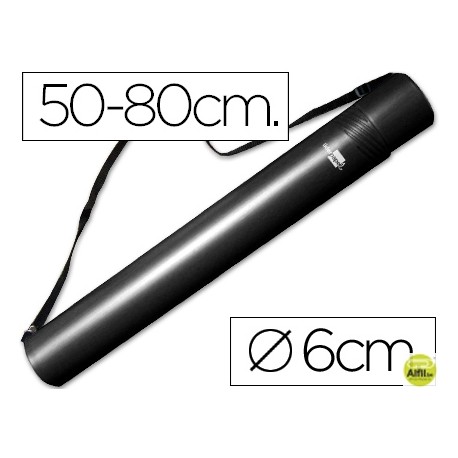 PORTAPLANOS PLASTICO LIDERPAPEL DIAMETRO 6 CM EXTENSIBLE HASTA 80 NEGRO