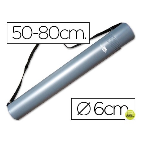 PORTAPLANOS PLASTICO LIDERPAPEL DIAMETRO 6 CM EXTENSIBLE HASTA 80 GRIS