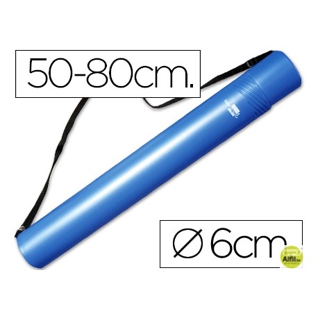 PORTAPLANOS PLASTICO LIDERPAPEL DIAMETRO 6 CM EXTENSIBLE HASTA 80 AZUL