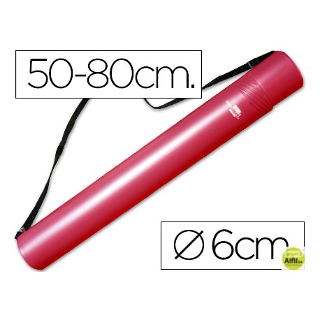PORTAPLANOS PLASTICO LIDERPAPEL DIAMETRO 6 CM EXTENSIBLE HASTA 80 ROJO