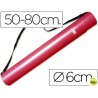 PORTAPLANOS PLASTICO LIDERPAPEL DIAMETRO 6 CM EXTENSIBLE HASTA 80 ROJO