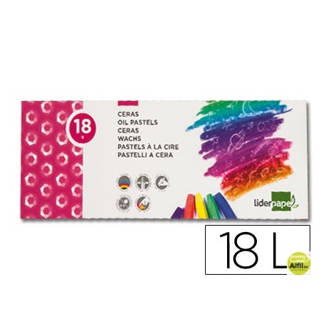 LAPICES CERA BLANDA LIDERPAPEL-CAJA DE 18 COLORES