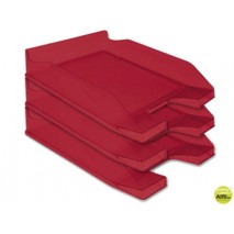 BANDEJA SOBREMESA PLASTICO Q-CONNECT ROJO TRANSPARENTE