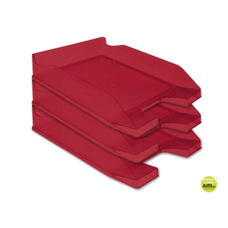 BANDEJA SOBREMESA PLASTICO Q-CONNECT ROJO TRANSPARENTE