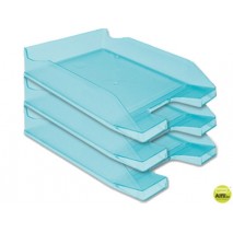 BANDEJA SOBREMESA PLASTICO Q-CONNECT TURQUESA TRANSPARENTE