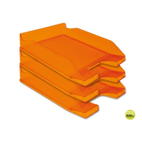 BANDEJA SOBREMESA PLASTICO Q-CONNECT NARANJA TRANSPARENTE
