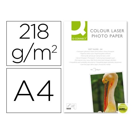 PAPEL Q-CONNECT FOTO GLOSSY DIN-A4 PARA FOTOCOPIADORAS E IMPRESORAS LASER -PAQUETE DE 100 HOJAS 218