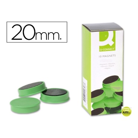 IMANES PARA SUJECION Q-CONNECTIDEAL PARA PIZARRAS MAGNETICAS20 MM VERDE -CAJA DE 10 IMANES