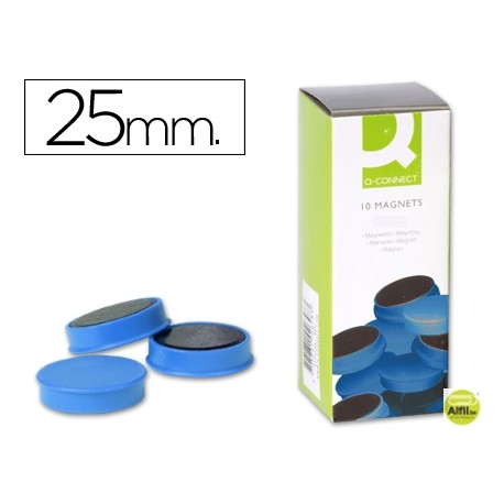 IMANES PARA SUJECION Q-CONNECTIDEAL PARA PIZARRAS MAGNETICAS25 MM AZUL -CAJA DE 10 IMANES
