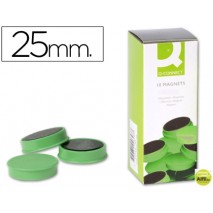 IMANES PARA SUJECION Q-CONNECTIDEAL PARA PIZARRAS MAGNETICAS25 MM VERDE -CAJA DE 10 IMANES