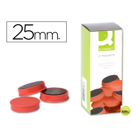 IMANES PARA SUJECION Q-CONNECTIDEAL PARA PIZARRAS MAGNETICAS25 MM ROJO -CAJA DE 10 IMANES