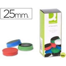 IMANES PARA SUJECION Q-CONNECTIDEAL PARA PIZARRAS MAGNETICAS25 MM COLORES SURTIDOS -CAJA DE 10 IMANE