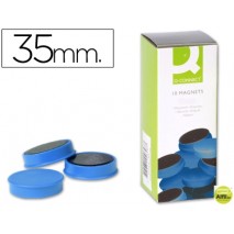 IMANES PARA SUJECION Q-CONNECTIDEAL PARA PIZARRAS MAGNETICAS35 MM AZUL -CAJA DE 10 IMANES