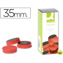 IMANES PARA SUJECION Q-CONNECTIDEAL PARA PIZARRAS MAGNETICAS35 MM ROJO -CAJA DE 10 IMANES
