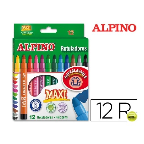 ROTULADOR ALPINO MAXI -CAJA DE 12 COLORES