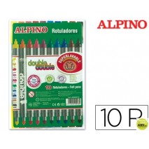 ROTULADOR ALPINO DOUBLE DOUBLEPUNTA GRUESA Y PUNTA FINA CAJA DE 10 COLORES
