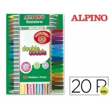 ROTULADOR ALPINO DOUBLE DOUBLEPUNTA GRUESA Y PUNTA FINA CAJA DE 20 COLORES