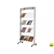 EXPOSITOR FAST-PAPERFLOW DE SUELO METALICO BALDAS TRANSPARENTES 4 ESTANTES