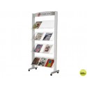EXPOSITOR FAST-PAPERFLOW DE SUELO METALICO BALDAS TRANSPARENTES 4 ESTANTES