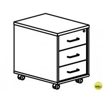 CAJONERA ROCADA CON 3 CAJONES SERIE STORE 58X40X59,5 ACABADO AA01 HAYA/HAYA