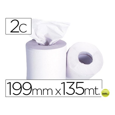 PAPEL SECAMANOS 2 CAPAS 199 MM X 135 MT -MANDRIL 76 MMDIAMETRO 197 MM