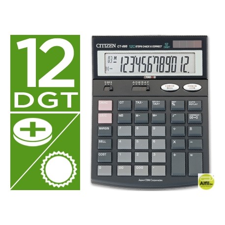 CALCULADORA CITIZEN SOBREMESA CT-666 12 DIGITOS