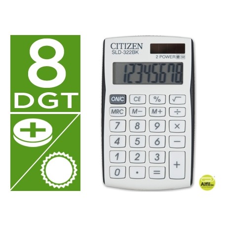 CALCULADORA CITIZEN BOLSILLO SLD-322 BK 8 DIGITOS