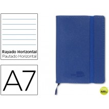 LIBRETA LIDERPAPEL SIMIL PIEL A7 120 HOJAS 70G/M2 HORIZONTAL SIN MARGEN AZUL